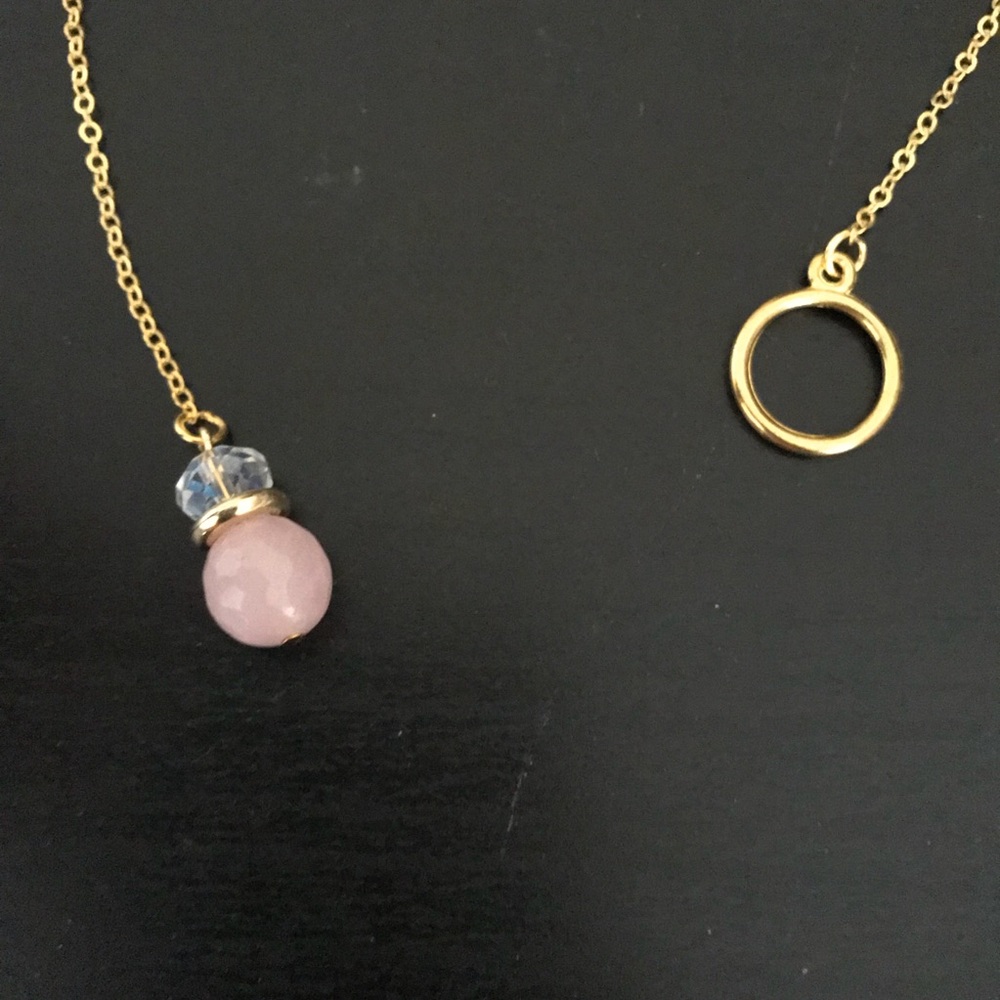 🎉HP🎉Handmade Gold Lariat Necklace w/ Pink - Picture 4 of 4
